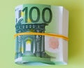 Roll of one hundred euro banknotes Royalty Free Stock Photo