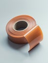 Roll of orange tape on a white surface for crafting and repair projects Royalty Free Stock Photo