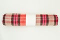 Roll pink and white plaid fabric