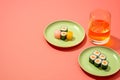 Roll plate japanese sushi lunch japan set food traditional diet meal concept seafood Royalty Free Stock Photo