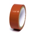 Roll of red plastic duct tape on white Royalty Free Stock Photo
