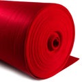 A roll of red woollen fabric on a white background. Royalty Free Stock Photo