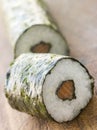 Roll of Salmon Sushi on a Board Royalty Free Stock Photo