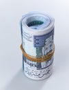 A roll of 500 Saudi Riyal Banknotes isolated #1