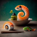 roll skillfully made in the shape of a fish Royalty Free Stock Photo