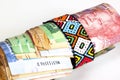 Roll of South African Banknotes Secured with Zulu Beads