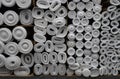 a roll of special insulation material is folded on a rack Royalty Free Stock Photo