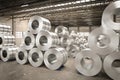 Roll of steel sheet in factory Royalty Free Stock Photo