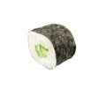 Roll sushi with cucumber kappa maki one isolated on white background with clipping path