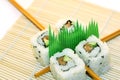 Roll Sushi structured over white