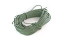 Roll thick green nylon rope isolated on white background Royalty Free Stock Photo