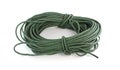 Roll thick green nylon rope isolated on white background Royalty Free Stock Photo