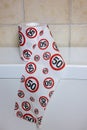 Roll of toilet paper with traffic signal speed limit 50