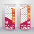 Orange and Pink roll up brochure flyer banner design template