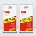 Roll up banner design template, vertical, abstract background, pull up design. Vector Banner