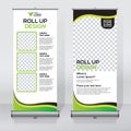 Roll up banner design template, abstract background, pull up design, modern x-banner, rectangle size. Royalty Free Stock Photo
