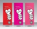 Roll Up banner set, happy valentine`s day Roll Up Banner design, valentines banner stand or flag design, Stand Design, advertising Royalty Free Stock Photo