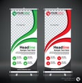 Roll up banner design template, vertical, abstract background, pull up design, modern x-banner, rectangle size.