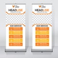 Roll up banner design template, vertical, abstract background, pull up design, modern x-banner, rectangle size.