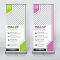 Roll up banner design template, vertical, abstract background, pull up design, modern x-banner, rectangle size.