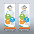 Roll up banner design template, vertical, abstract background, pull up design, modern x-banner, rectangle size.