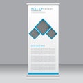Roll up banner stand template. Abstract background for design, business, education, advertisement. Blue color. Vector illustrati Royalty Free Stock Photo
