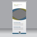 Roll up banner stand template. Abstract background for design, business, education, advertisement. Blue and green color. Vector Royalty Free Stock Photo