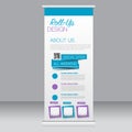 Roll up banner stand template. Abstract background for design, business, education, advertisement. Blue and purple color. Vector Royalty Free Stock Photo
