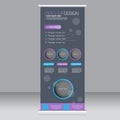 Roll up banner stand template. Abstract background for design, business, education, advertisement. Blue and purple color. Vector Royalty Free Stock Photo