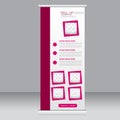 Roll up banner stand template. Abstract background for design, business, education, advertisement. Pink color. Vector illustrati Royalty Free Stock Photo