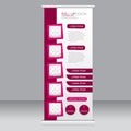 Roll up banner stand template. Abstract background for design, business, education, advertisement. Pink color. Vector illustrati Royalty Free Stock Photo