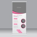 Roll up banner stand template. Abstract background for design, business, education, advertisement. Pink color. Vector illustrati Royalty Free Stock Photo