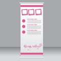 Roll up banner stand template. Abstract background for design, business, education, advertisement. Pink color. Vector illustrati Royalty Free Stock Photo