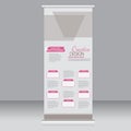 Roll up banner stand template. Abstract background for design, business, education, advertisement. Pink color. Vector illustrati Royalty Free Stock Photo