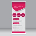 Roll up banner stand template. Abstract background for design, business, education, advertisement. Pink color. Vector illustrati Royalty Free Stock Photo