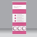 Roll up banner stand template. Abstract background for design, business, education, advertisement. Pink color. Vector illustrati Royalty Free Stock Photo