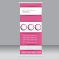 Roll up banner stand template. Abstract background for design, business, education, advertisement. Pink color. Vector illustrati Royalty Free Stock Photo