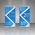 Roll up banner stand. Vector. Business brochure flyer design.Business brochure flyer. Blue color. Royalty Free Stock Photo