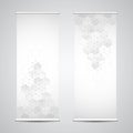 Roll up banner stands with abstract geometric background of hexagons pattern. Hi-tech digital background. Vector Royalty Free Stock Photo