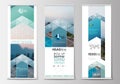 Roll up banner stands, flat design, abstract geometric templates, modern business layouts, corporate vertical vector Royalty Free Stock Photo