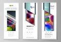 Roll up banner stands, flat templates, geometric style, modern business concept, corporate vertical vector flyers, flag Royalty Free Stock Photo