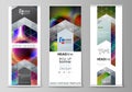 Roll up banner stands, flat templates, geometric style, modern business concept, corporate vertical vector flyers, flag Royalty Free Stock Photo