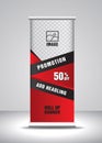 Red Roll up banner template vector, banner, stand, exhibition design, advertisement, pull up, x-banner and flag-banner layout