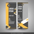 Roll Up banner template design with striped background.