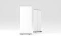 Roll-Up Banner White Blank 3D Rendering Mockup Royalty Free Stock Photo
