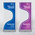 Roll up banner design template, vertical, abstract background, pull up design, modern x-banner, rectangle size.