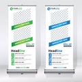 Roll up banner design template, vertical, abstract background, pull up design, modern x-banner, rectangle size.