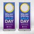 Roll up banner design template, vertical, abstract background, pull up design, modern x-banner, rectangle size.