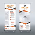 Roll up banner design template, vertical, abstract background, pull up design, modern x-banner, rectangle size.