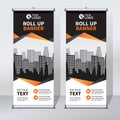 Roll up banner design template, vertical, abstract background, pull up design, modern x-banner, rectangle size. Royalty Free Stock Photo